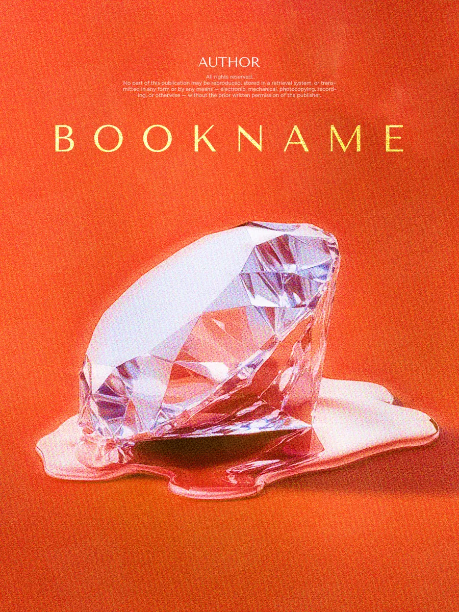 Обложка «Melting Brilliance»: розовый огранённый камень словно плавится на ярком оранжевом фоне.