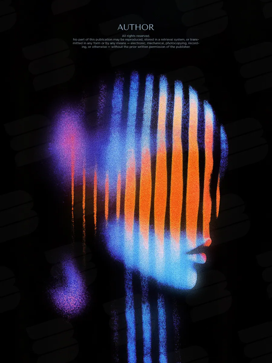 Обложка «Chromatic Lines»: портрет разбит на вертикальные полосы с оранжевыми и синими бликами.