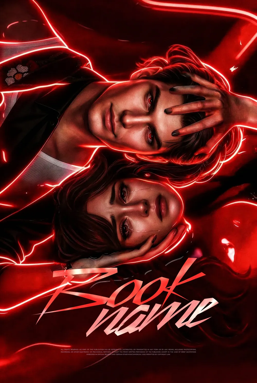 Обложка «Neon Heartbeat»: мужчина и женщина лежат рядом в ярком красном неоновом свете.