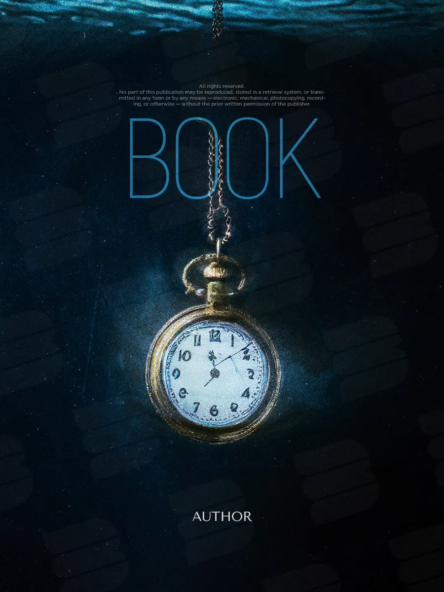 Обложка «Submerged Time»: карманные часы висят под поверхностью воды в глубокой синеве.