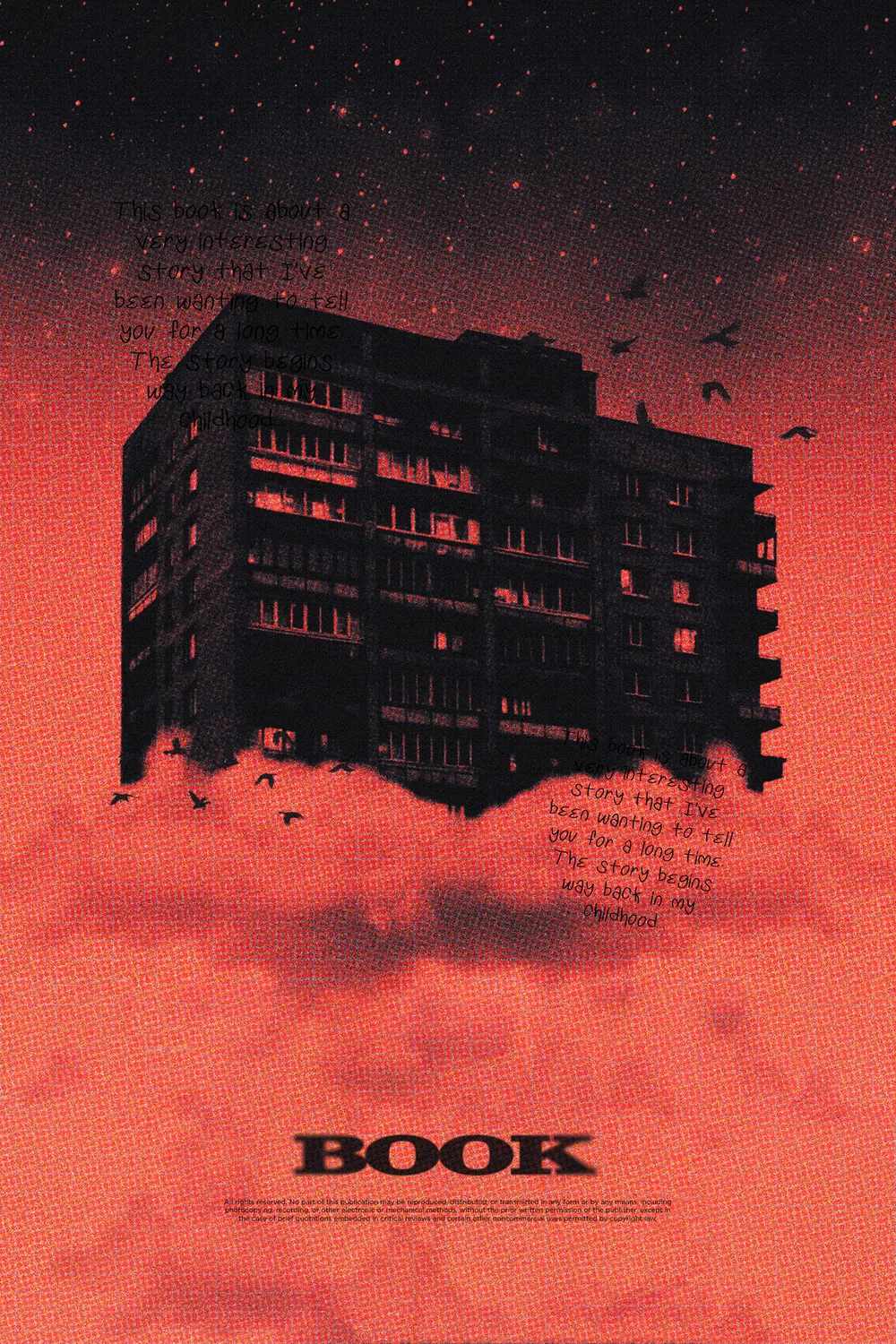 Обложка «Urban Mirage»: одинокий многоэтажный дом завис над красным туманным пространством.