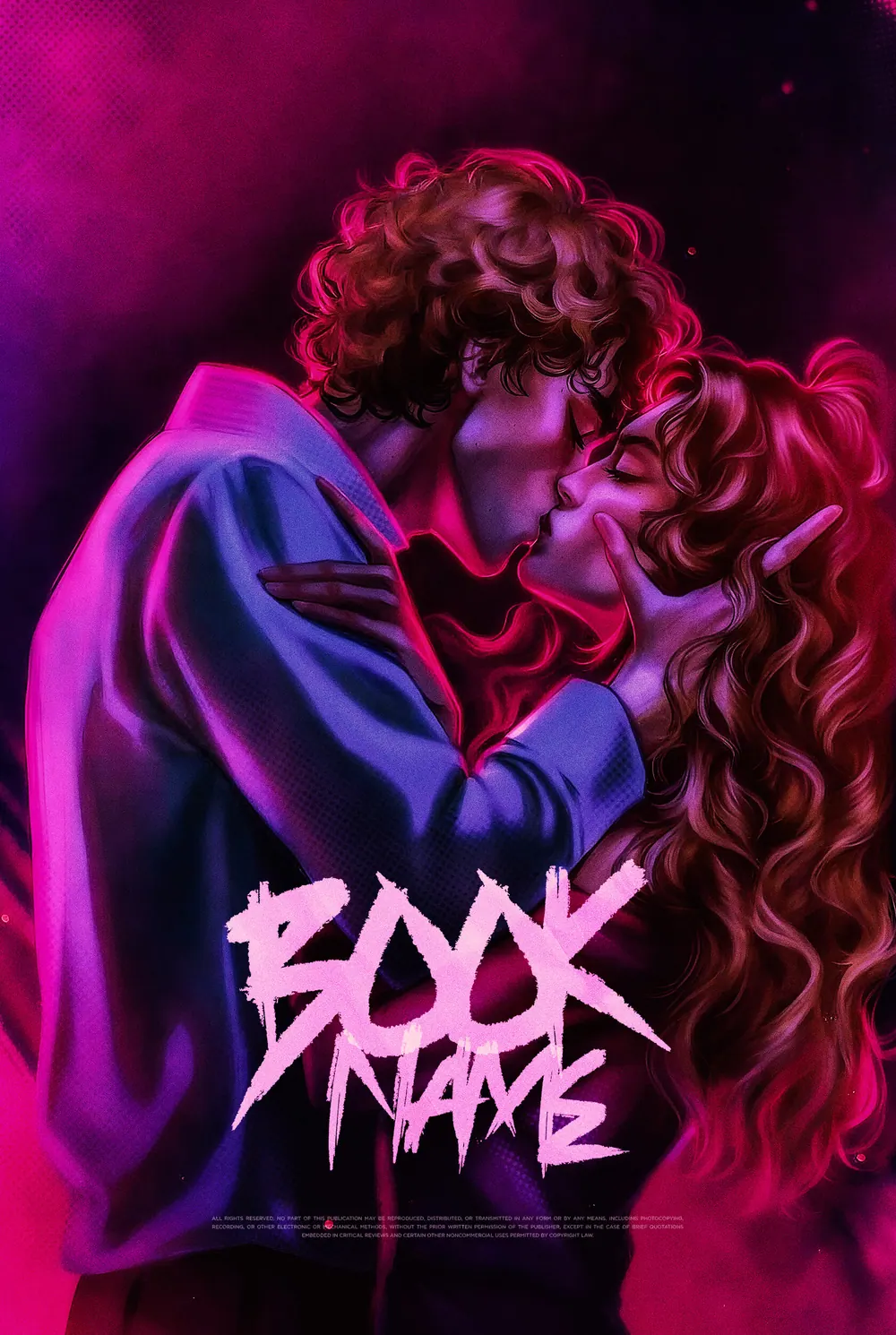 Обложка «Neon Rapture»: влюблённая пара сближается в насыщенном сине-малиновом свете.