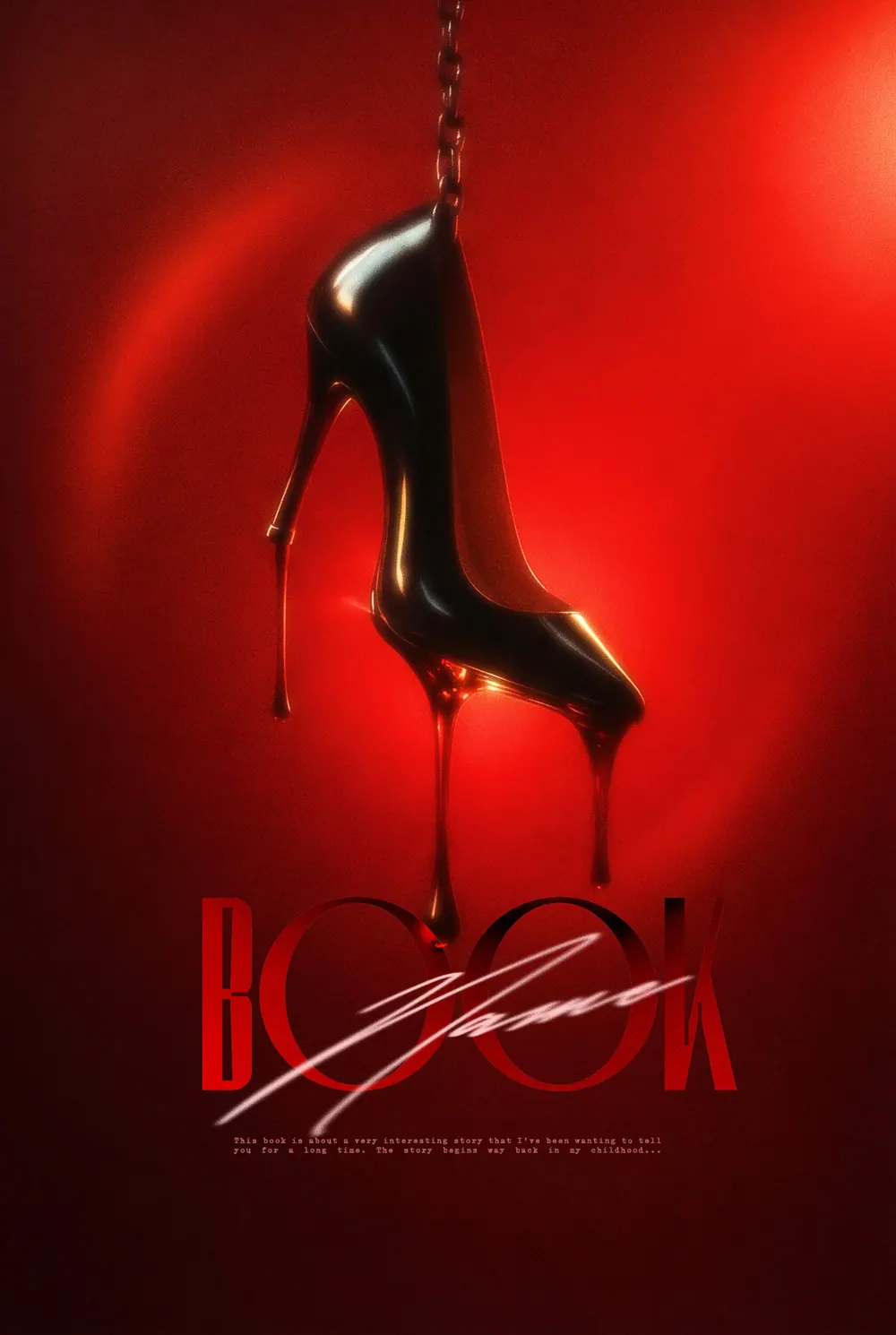 Обложка «Molten Stiletto»: чёрная туфля на каблуке словно стекает каплями в красном свете.