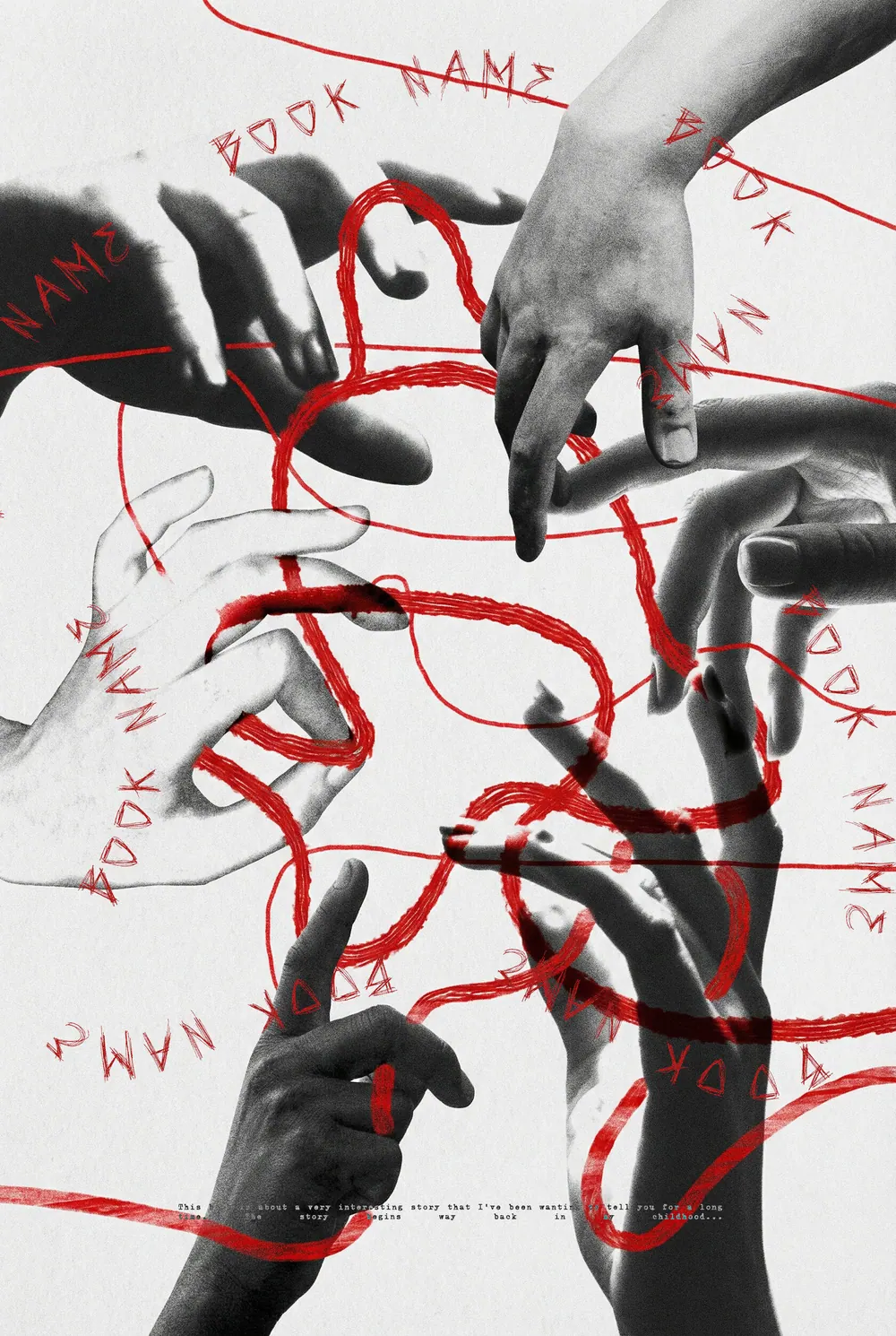 Обложка «Entangled Fate»: несколько рук переплетены тонкой красной нитью на белом фоне.