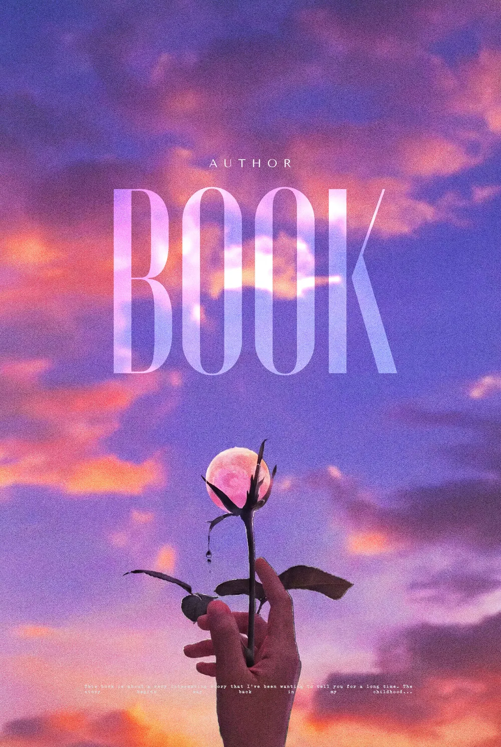 Обложка «Lunar Bloom»: рука поднимает розу навстречу месяцу на фоне розово-сиреневого неба.