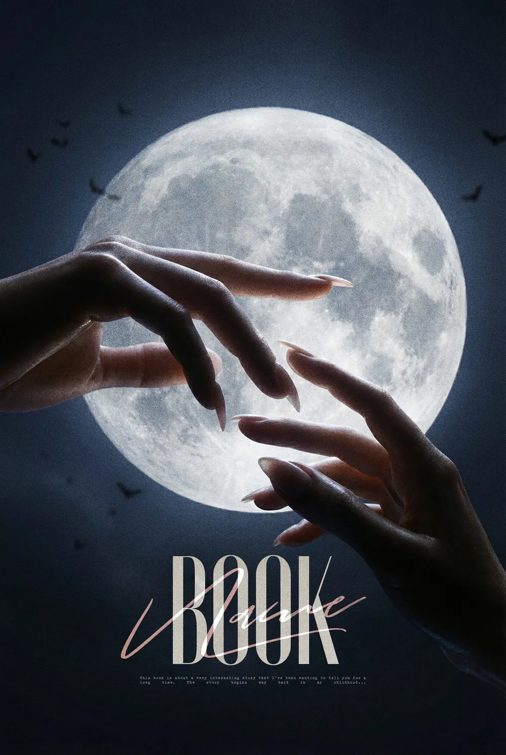 Обложка «Lunar Touch»: две руки почти соприкасаются перед большой полной луной.