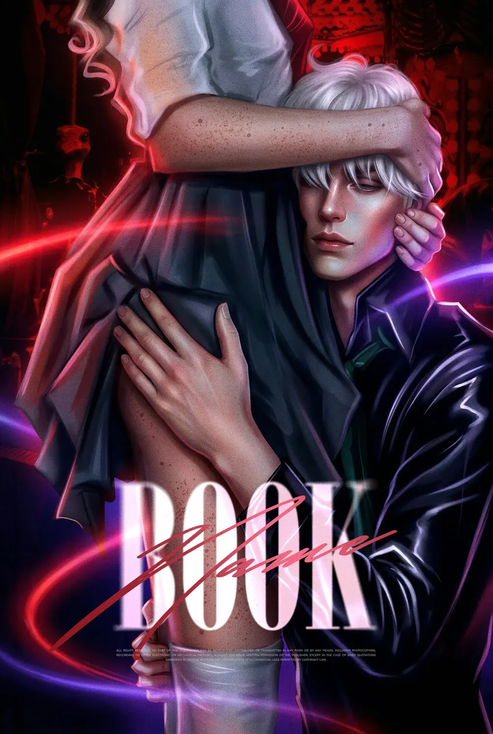 Обложка «Silver Affection»: мужчина и женщина обнимаются в ярком красно-фиолетовом свете.